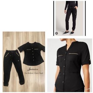 Jaanuu Black and Gold Women's medical scrubs set
